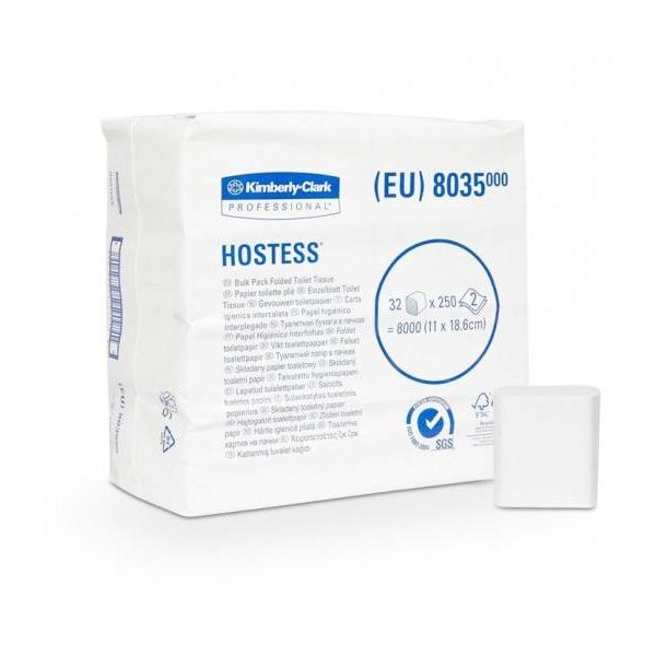 Toaletný papier skladaný Kimberly Clark Hostess 8000 ks