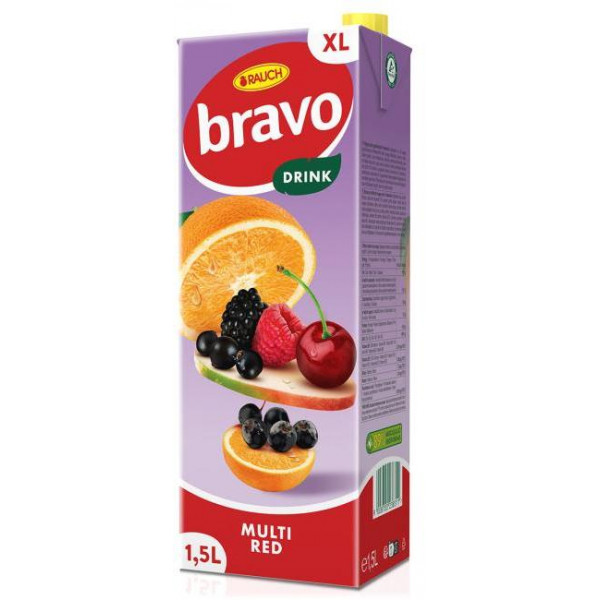 Ovocný nápoj Bravo Červený multivitamín 1,5 ℓ