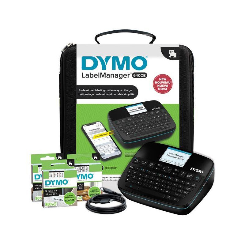 Dymo LM 640 tlačiareň štítkov kufríková sada Dymo LM 640 tlačiareň štítkov kufríková sada