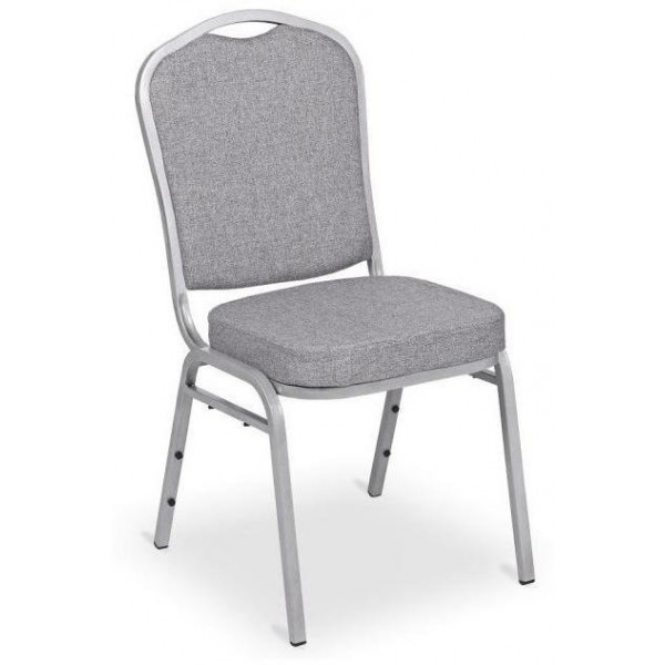 Banketová stolička Silver Smooth, strieborný rám, látka sivá