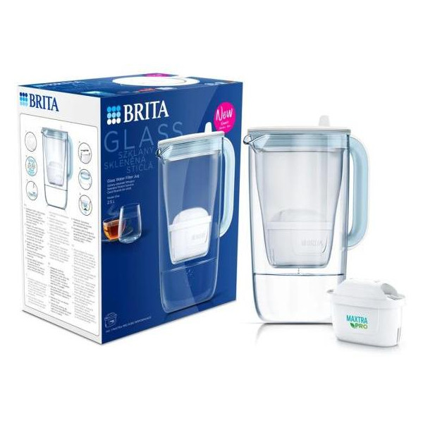 Filtračná kanvica Brita Glass Jug, 2,5 l, sklenená, svetlo modrá