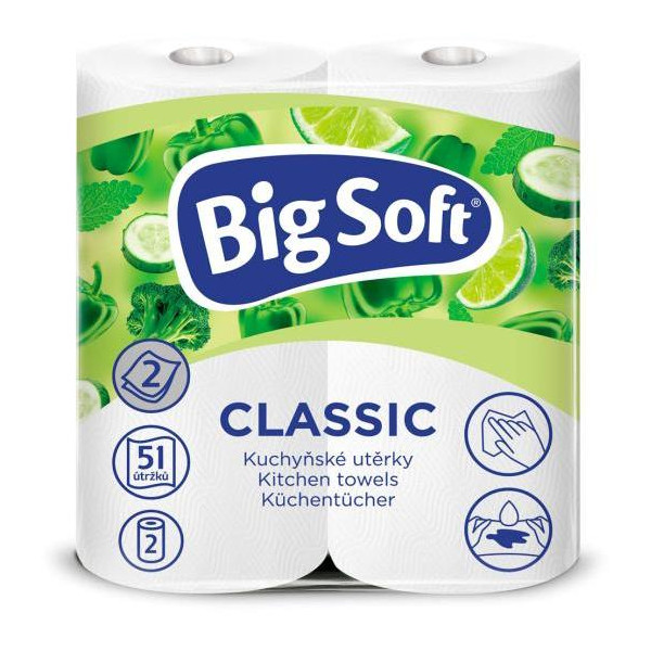 Kuchynské utierky 2-vrstvové Big Soft Classic 2ks, 10,5m