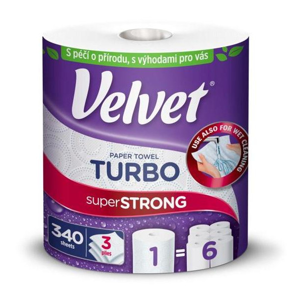 Kuchynské utierky 3-vrstvové Velvet Turbo 1ks, 75,82m