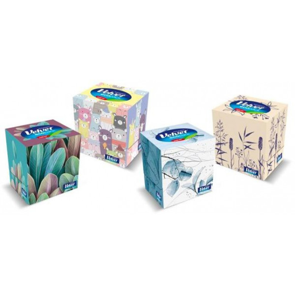 Kozmetické utierky 3-vrstvové Velvet Cube 56ks