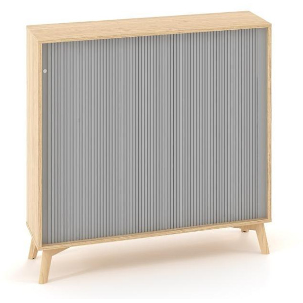 Policová skriňa ALFA ROOT s del.priečkou, žalúziové dvere RAL9010, 2 police, 120x45x121,5cm, dub