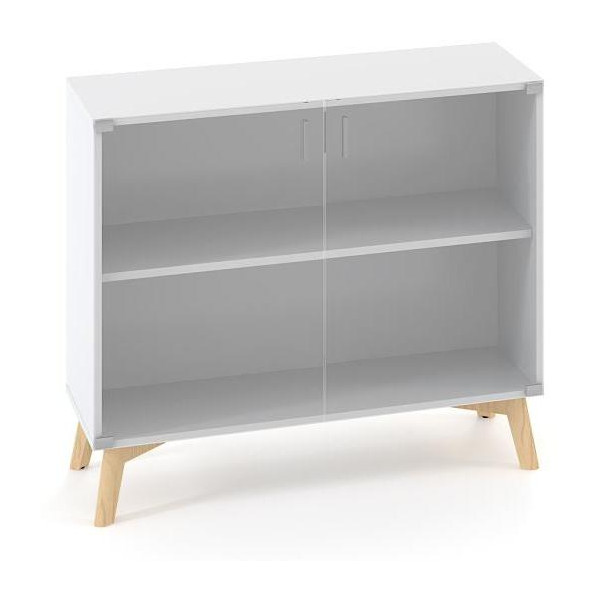 Policová skriňa ALFA ROOT, sklo, 1 polica, 100x45,8x88,7cm, biela