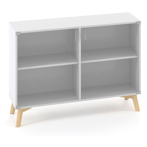 Policová skriňa ALFA ROOT s del.priečkou, sklo, 1 polica, 120x45,8x88,7cm, biela