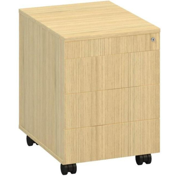 Mobilný kontajner ALFA, 3+1 zásuvka, bez úchytiek, dub