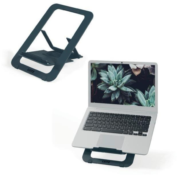 Stojan na notebook nastaviteľný Leitz Ergo hliníkový ultra plochý nastaviteľný, zamatový šedý