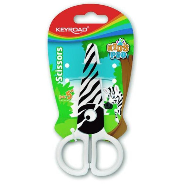 Školské nožnice KEYROAD zebra blister biele a čierne