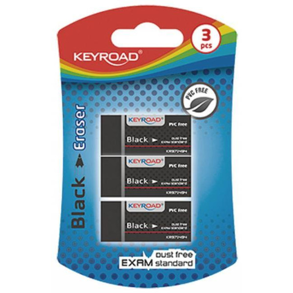 Guma KEYROAD Black 3ks blister čierna