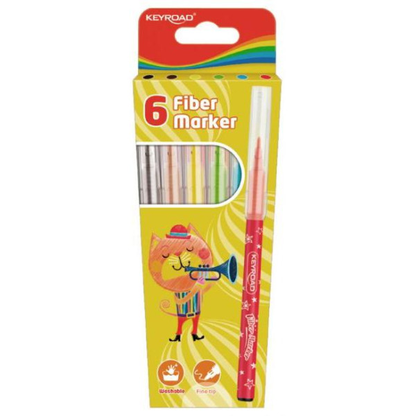 Sada popisovačov KEYROAD Fiber Marker, 6ks mix farieb