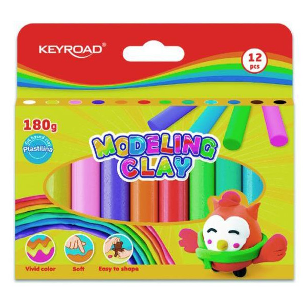 Plastelína KEYROAD 12 ks neónová blister mix farieb