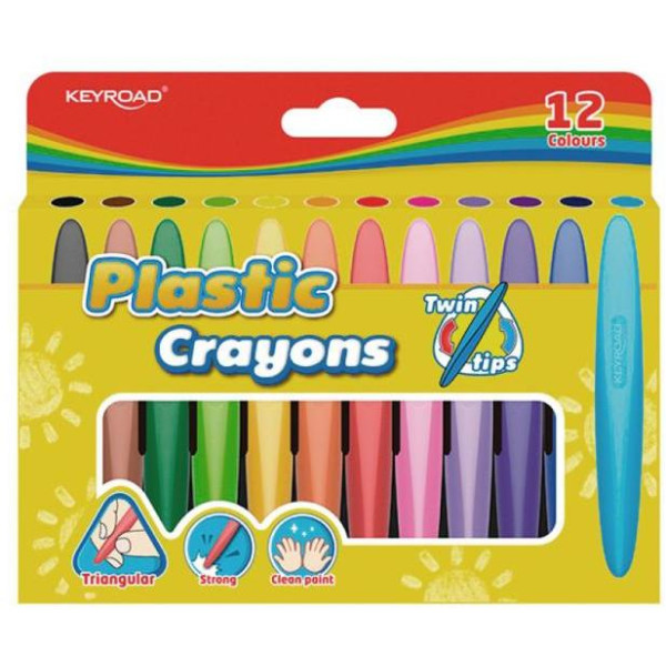 Voskové pastelky KEYROAD Twin Tips trojhranné mix farieb