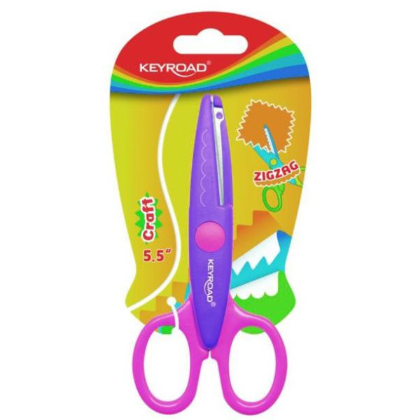 Detské nožnice KEYROAD cik-cak blister mix farieb