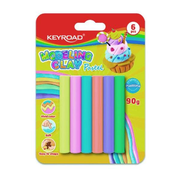Plastelína KEYROAD 6ks pastel blister mix farieb