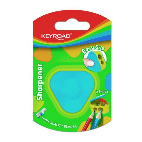Strúhadlo KEYROAD plastové s dvomi otvorm blister mix farieb