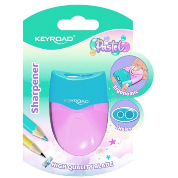 Strúhadlo KEYROAD plastové s dvomi otvormi blister mix farieb