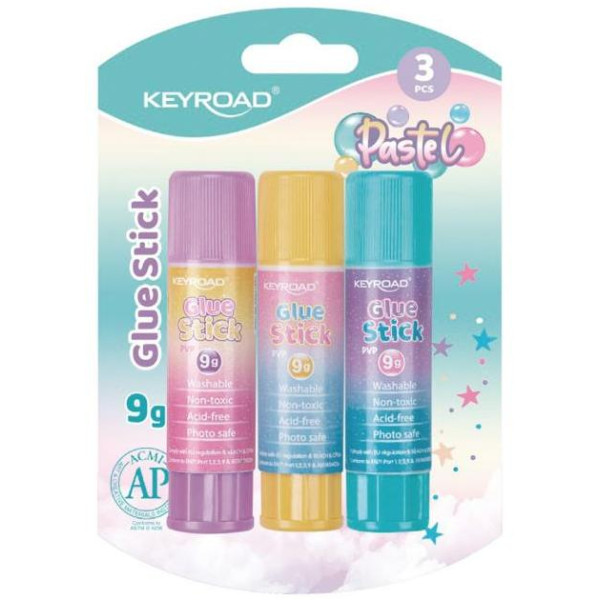 Lepiaca tyčinka KEYROAD Pastel 3 ks blister mix farieb
