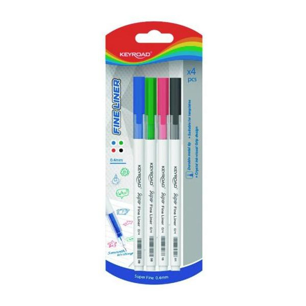 Sada linerov KEYROAD Fine 0,4 mm, 4 ks blister mix farieb