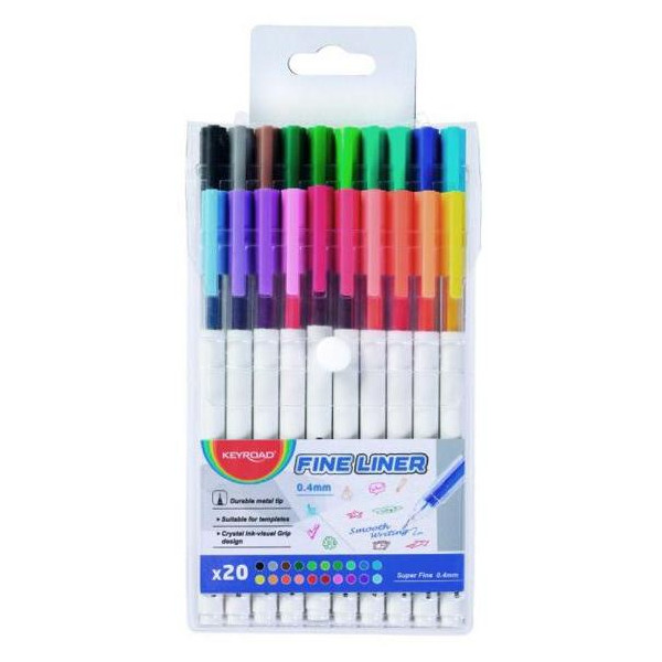 Sada linerov KEYROAD Fine 0,4 mm, 20 ks mix farieb