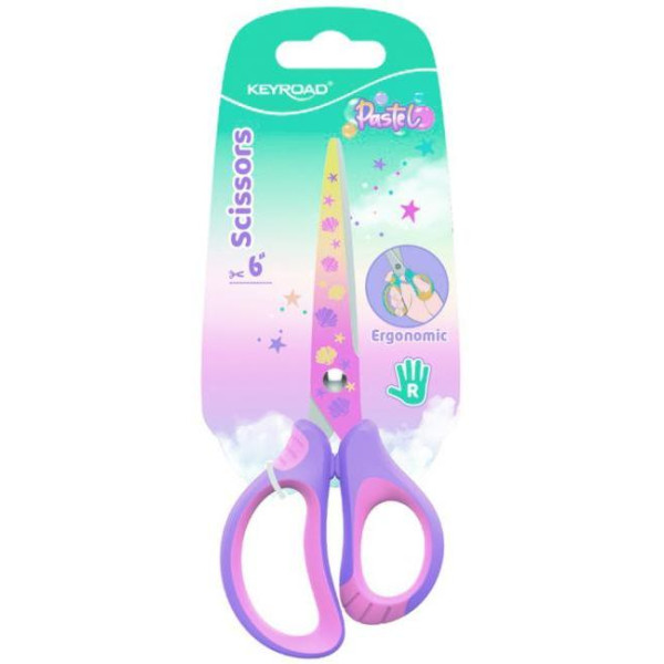 Nožnice KEYROAD s potlačou Pastel Deco blister mix farieb