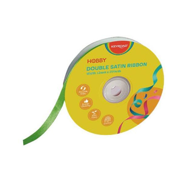 Stuha KEYROAD dvojitá saténová 12 mm x 22,86 m na cievke zelená