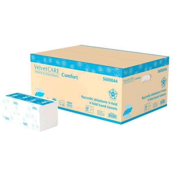 Papierové utierky skladané ZZ V-fold 2-vrstvové biele 25x23 cm (20bal.)