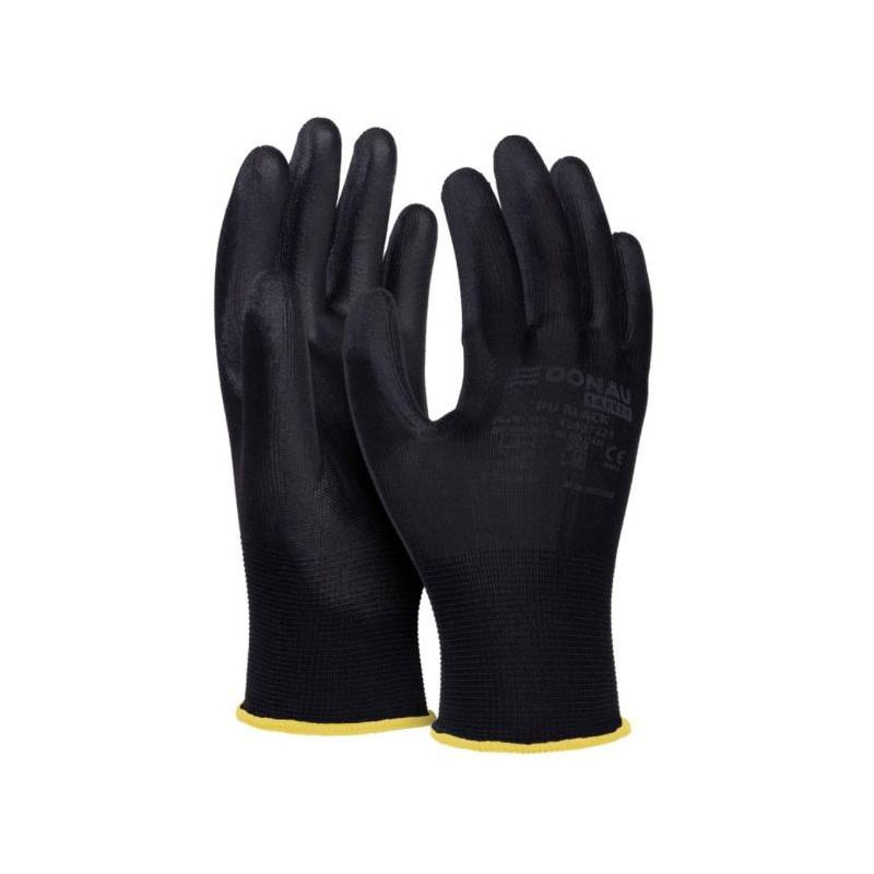 Rukavice pletené, polomáčané DONAU SAFETY PU kat. II čierne veľ. 9 Rukavice pletené, polomáčané DONAU SAFETY PU kat. II čierne veľ. 9