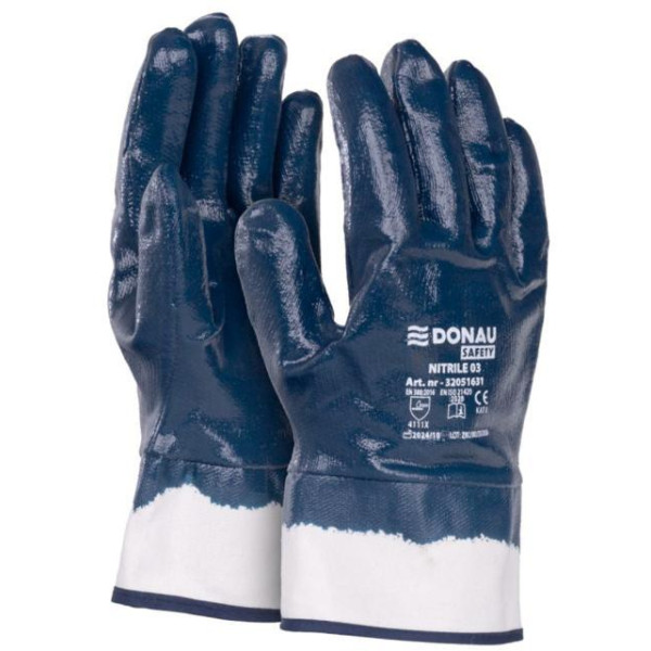 Rukavice nitrilové DONAU SAFETY Nitrile 03, kat. II bielo-námornícke modré veľ. 10