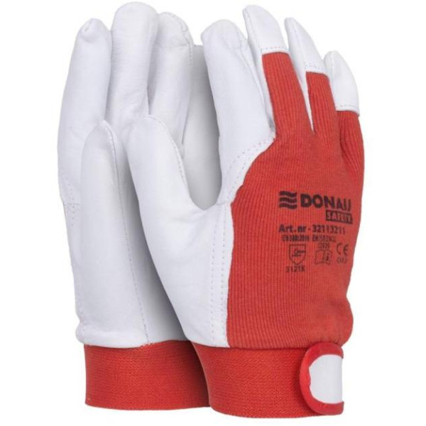 Rukavice pracovné kombinované DONAU SAFETY bielo-červené veľ. 10/XL