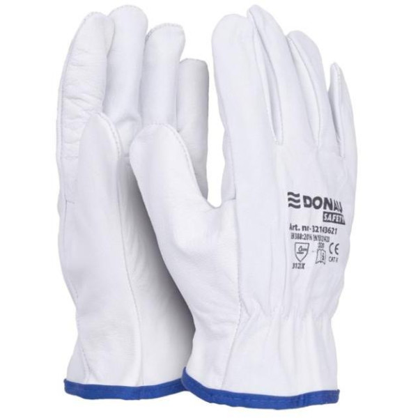 Rukavice pracovné celokoženné DONAU SAFETY biele veľ. 10/XL