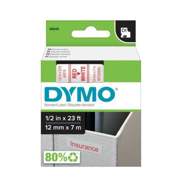 Samolepiaca páska Dymo D1 12 mm biela/červená