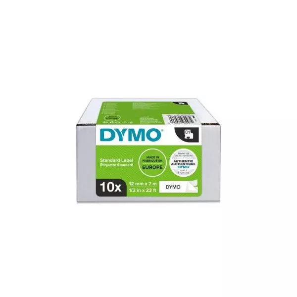 Samolepiaca páska Dymo D1 12 mm biela/čierna, 10ks
