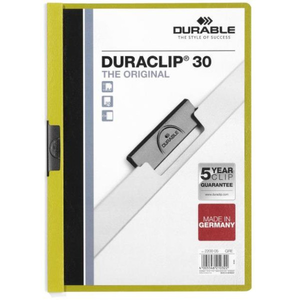 Obal s klipom DURACLIP Original 30 svetlozelený Zakladač s klipom