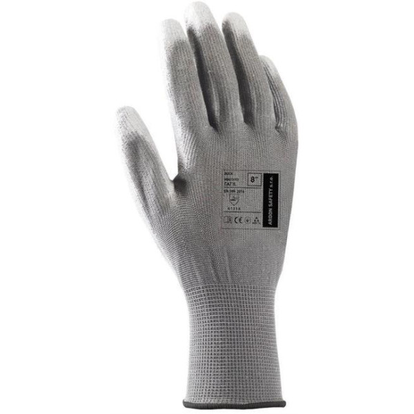 Rukavice polyester, polomáčané BUCK, sivé veľ. 9/L
