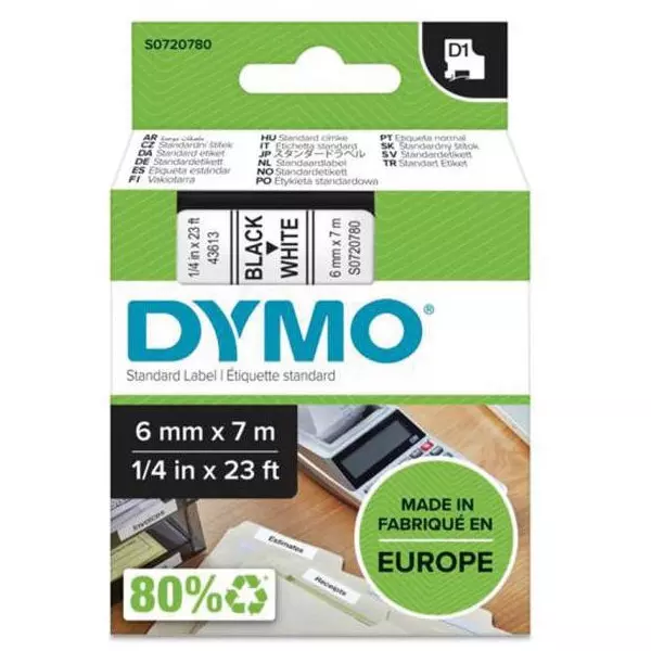 Samolepiaca páska Dymo D1 6 mm biela/čierna