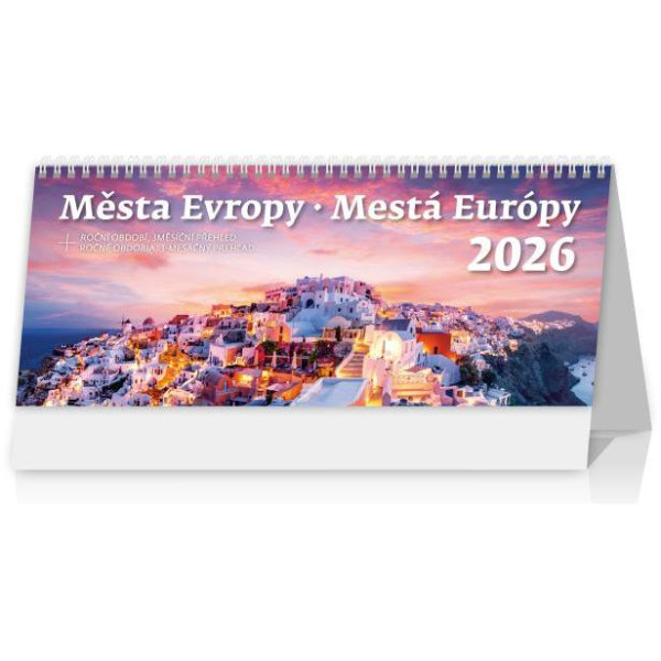 Stolový kalendár stĺpcový 30,1x15 cm- Mestá Európy 2026