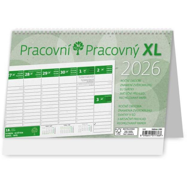 Stolový kalendár stĺpcový 24x16 cm - Pracovný XL 2026