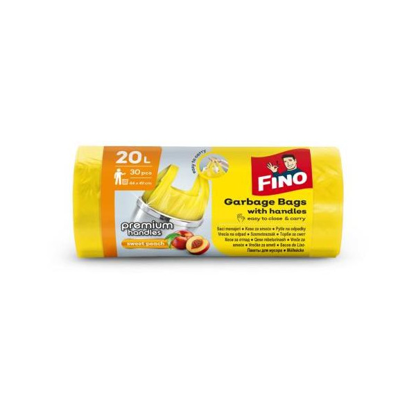 Vrecia zaväzovacie s ušami FINO Premium aromatic 20 ℓ, 7 mic., 44 x 50 cm, žlté (30 ks)