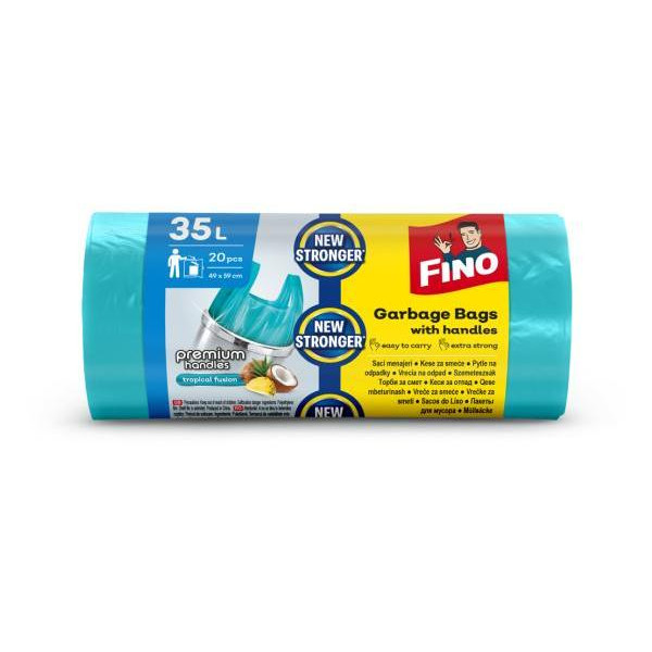 Vrecia zaväzovacie s ušami FINO Premium aromatic 35 ℓ, 10 mic., 49 x 60 cm, zelené (20 ks)