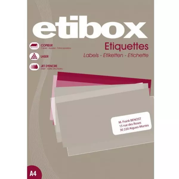 Etikety univerzálne 38x21,2mm Etibox A4 100 hárkov