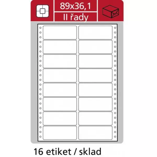 Etikety tabelačné 89x36,1mm APLI 2 radové