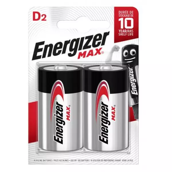 Batéria alkalická Energizer Max 1,5 V, typ D, 2 ks