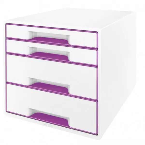 Zásuvkový box Leitz WOW so 4 zásuvkami purpurový