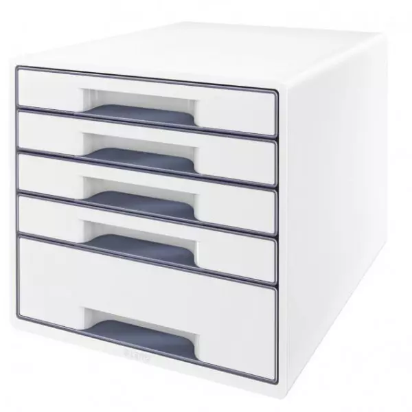Zásuvkový box Leitz WOW s 5 zásuvkami sivý