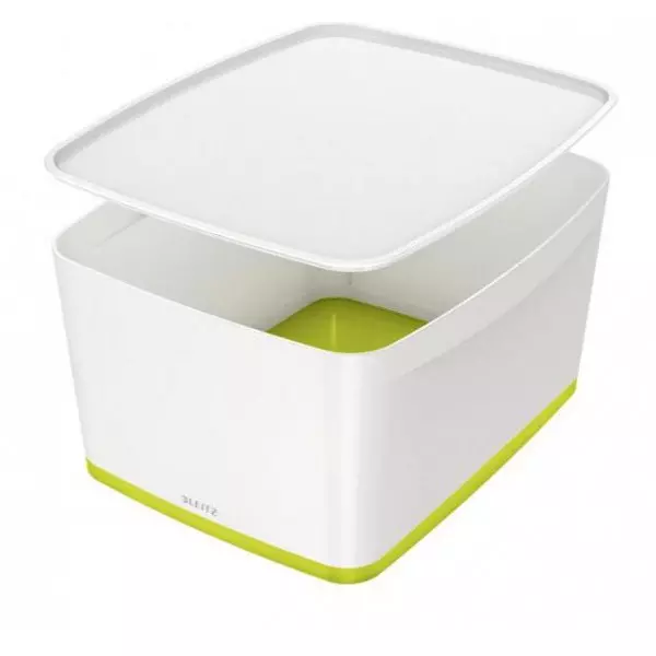 Úložný box s vekom Leitz MyBox, veľkosť L biela/zelená