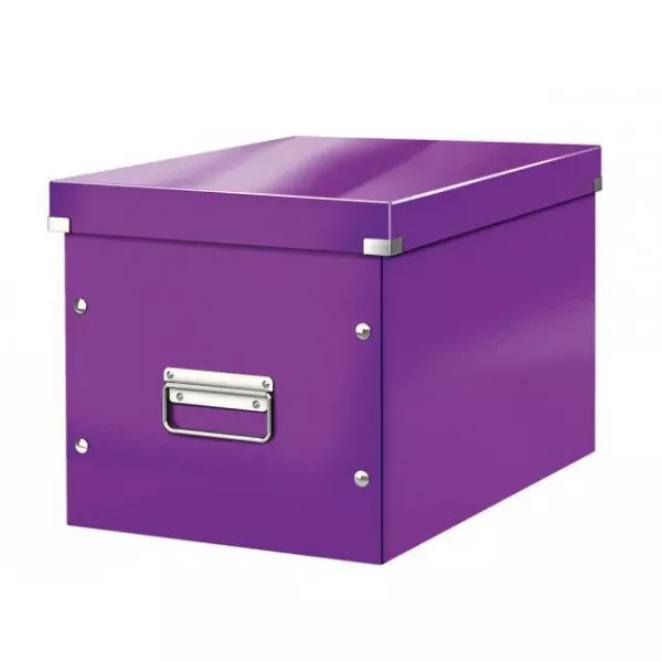Štvorcová krabica Click & Store A4 metalická purpurová