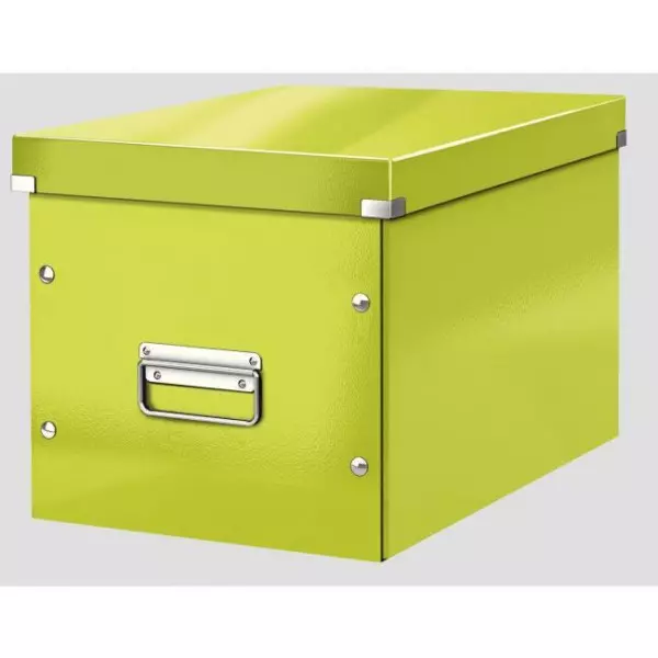 Štvorcová krabica Click & Store A4 metalická zelená