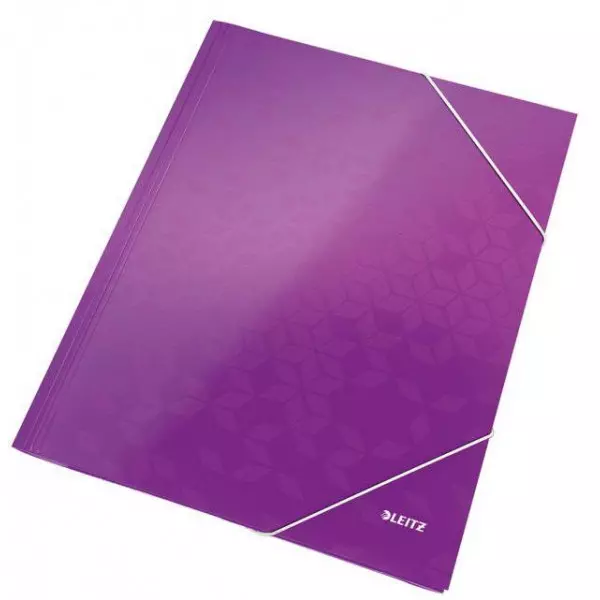 Kartónový obal lesklý s gumičkou Leitz WOW purpurový